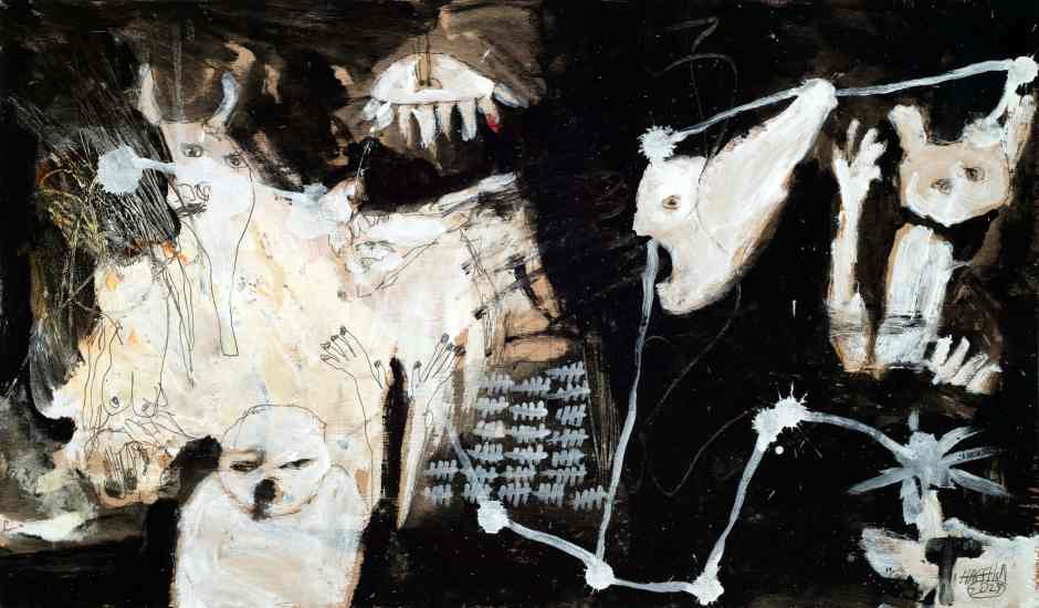 "Homage to Picasso & Goya" by Michael Hafftka 12"x20" oil on panel #6879